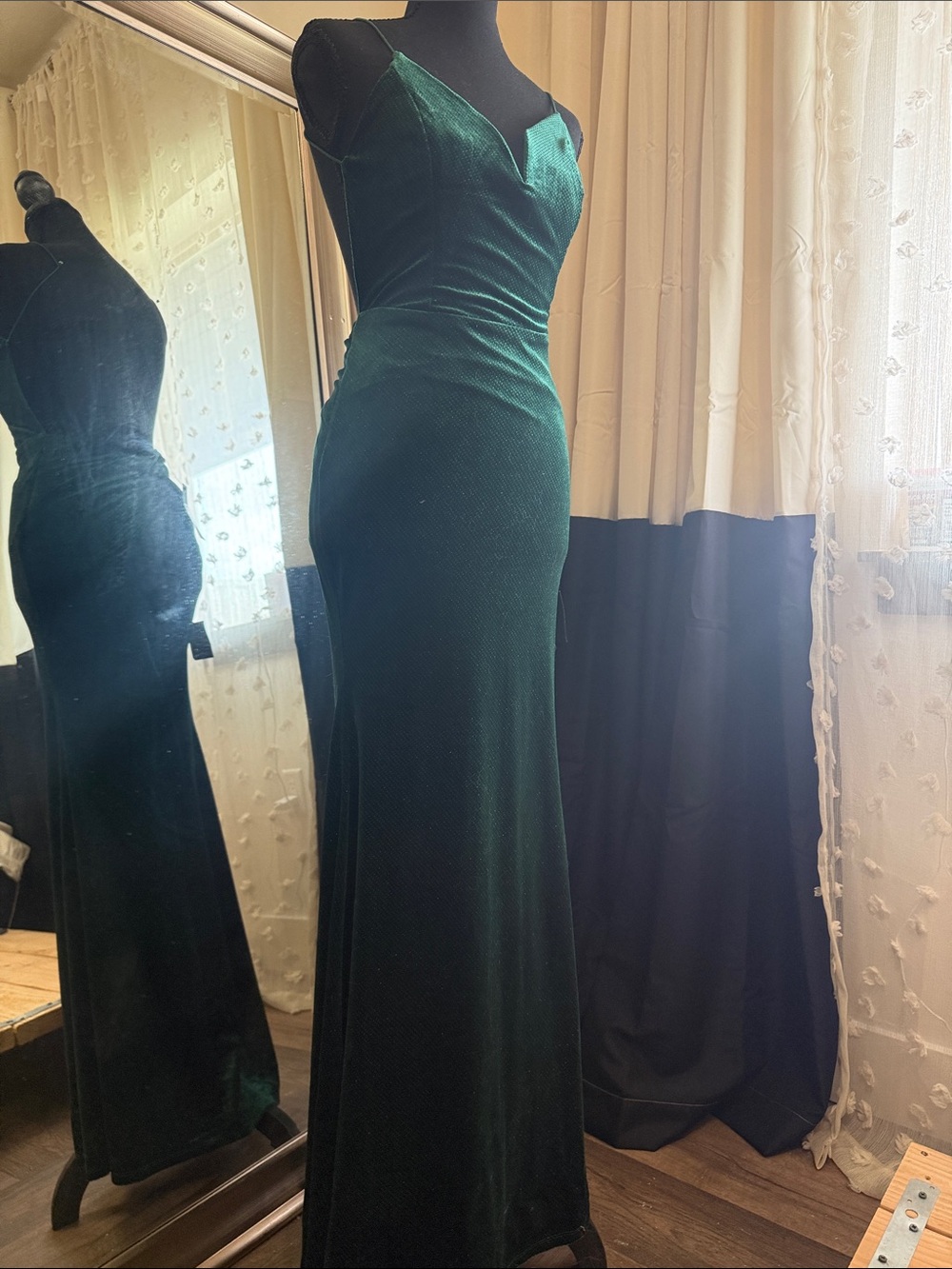 Lulu's Emerald Green Backless Velvet Dress